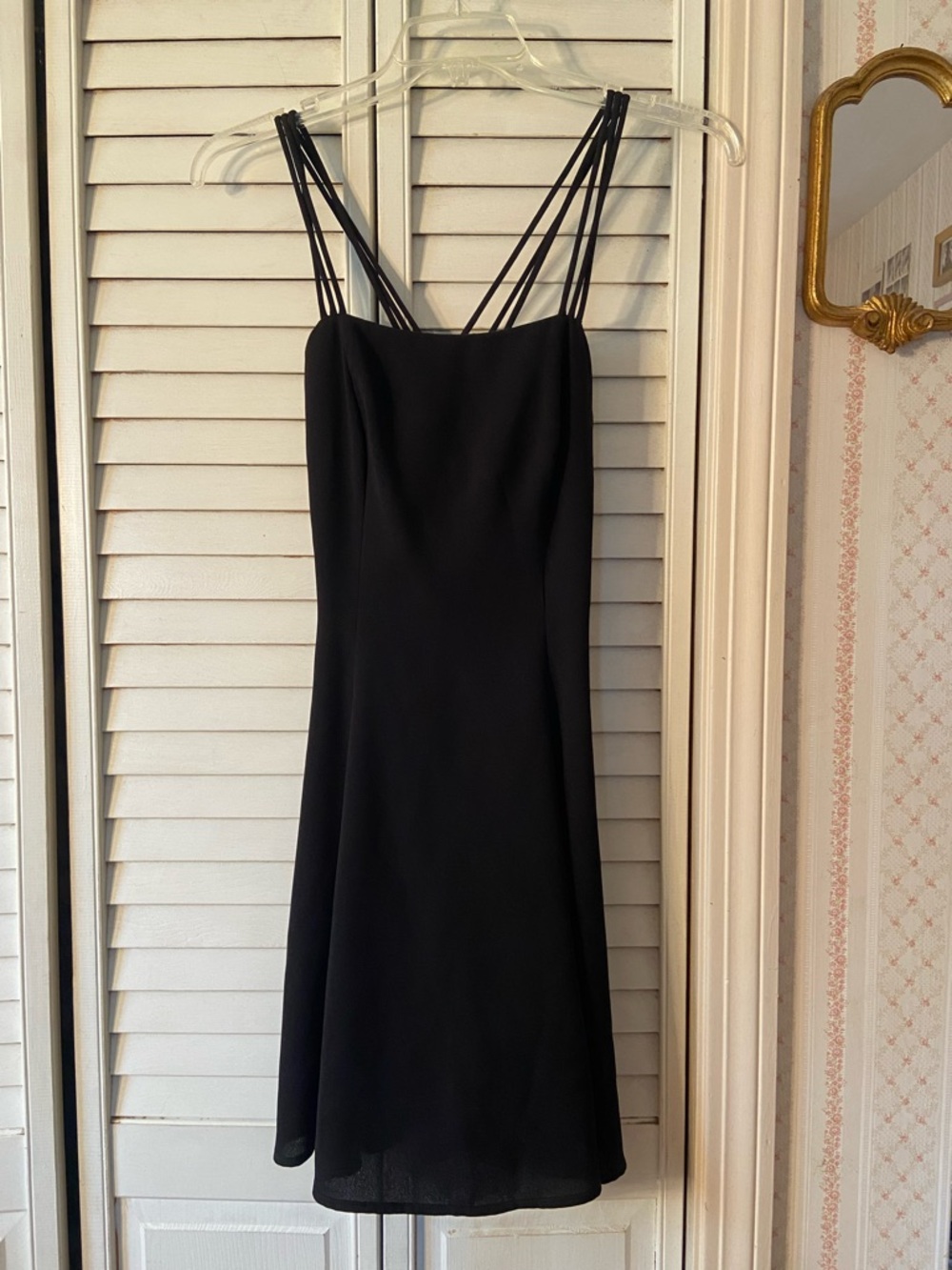Rampage Black Mini Dress with Multi-Strap Shoulders